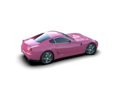 Pembe spor araba beyaz bir arabada izole edilmiş.