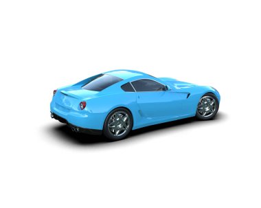 Mavi araba beyaz arka planda izole edilmiş.