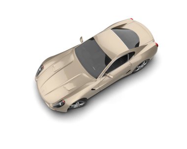 Beyaz arka planda yansıması olan modern lüks bir araba. 3 Boyutlu Hazırlama.