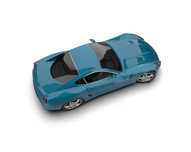 mavi spor araba - üst görünüm