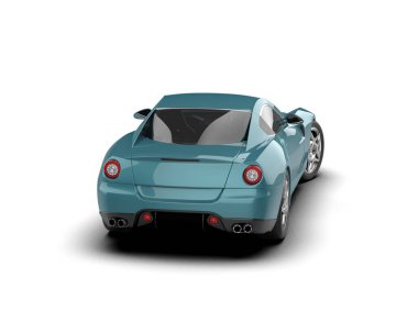 mavi lüks araba - üst görünüm - beyaz arka planda izole