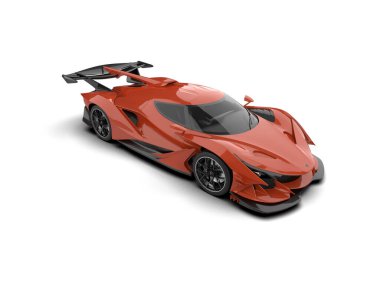 Siyah çizgili kırmızı spor araba.