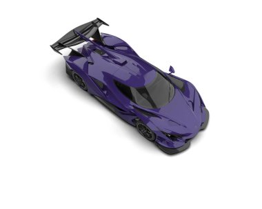 mor spor araba - üst görünüm - beyaz arkaplanda izole - 3 boyutlu görüntüleme