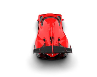 kırmızı spor araba - Üstten Görünüm