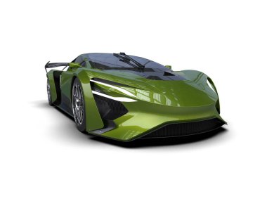 Süper yeşil spor araba beyaz arkaplanda izole