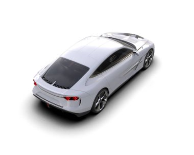 Beyaz arka planda beyaz bir araba. yüksek kalite resimleme 3D görüntüleme