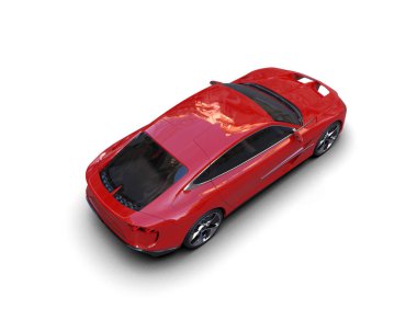 kırmızı modern spor araba - üst görünüm