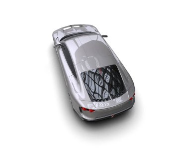 Bir arabanın üç boyutlu çizimi. beyaz arkaplanda izole edilmiş.