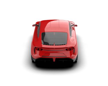 Beyaz izole edilmiş arka planda 3 boyutlu kırmızı çizim arabası