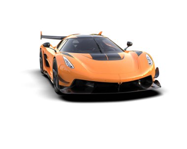 modern süper araba - süper turuncu - ön görünüm - 3 boyutlu illüstrasyon