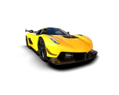 sarı modern araba beyaz üzerine izole.