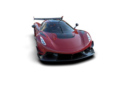 Kırmızı süper yarış arabası beyaz arkaplanda izole edildi