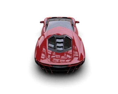 Kırmızı süper modern süper araba beyaz arabada izole edilmiş.