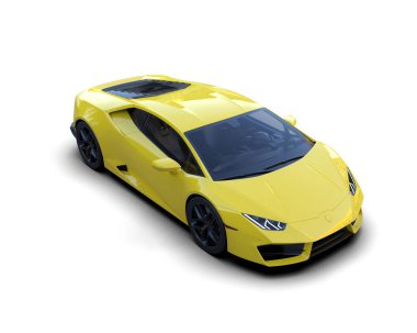 sarı modern spor araba - üst görünüm