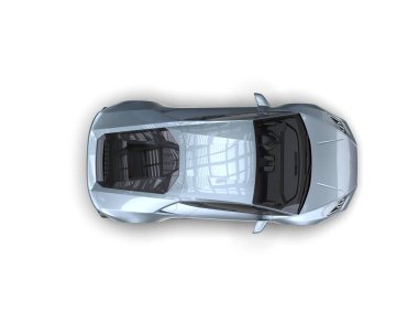 Beyaz arka planda elektrikli bir arabanın 3 boyutlu resmi