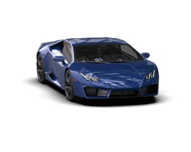 Karanlık bir stüdyo ortamında izole edilmiş 3 boyutlu bir spor araba.