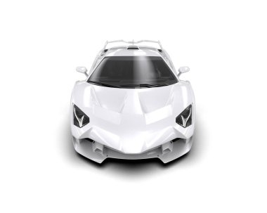 Beyaz arka planda izole edilmiş beyaz spor araba