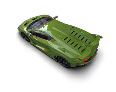 yeşil modern araba - 3D illüstrasyon