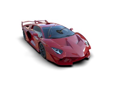 Kırmızı spor yarış arabası beyaz arka planda izole edilmiş. 3d oluşturma.