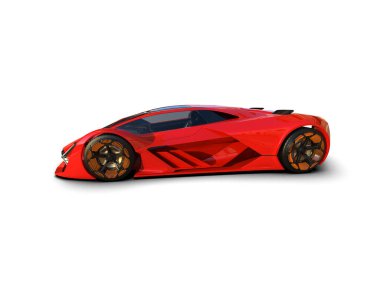 Süper kırmızı araba - 3D render