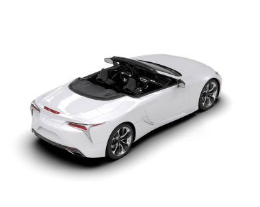 Beyaz arka planda izole edilmiş daha az jenerik elektrikli bir arabanın 3 boyutlu canlandırması