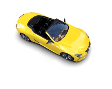 Siyah arka planı olan sarı spor araba.