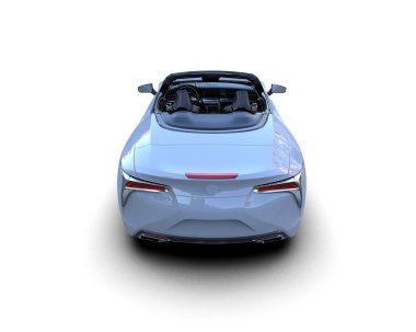 Açık arkaplanda 3D rendeleme mavi spor araba