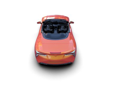 Beyaz arka planda izole edilmiş elektrikli araba 3 boyutlu görüntüleme - illüstrasyon.