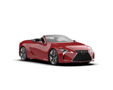 Siyah arka planı olan kırmızı spor araba. 3d oluşturma