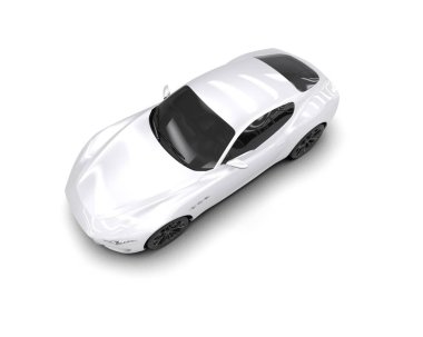 beyaz modern süper spor araba - üst görünüm