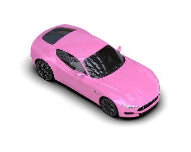 pembe modern spor araba - 3 boyutlu illüstrasyon