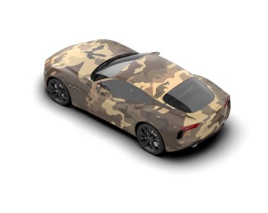 Beyaz arka planda modern askeri araba - stüdyo