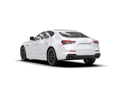 beyaz lüks spor araba - ön manzara - yan manzara