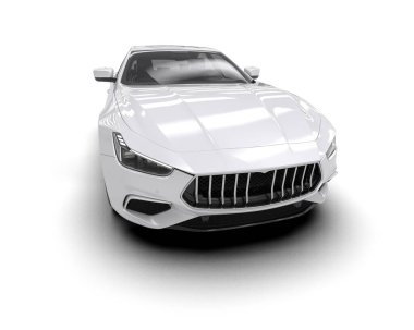 Beyaz arka planda siyah camlı modern beyaz süper araba.