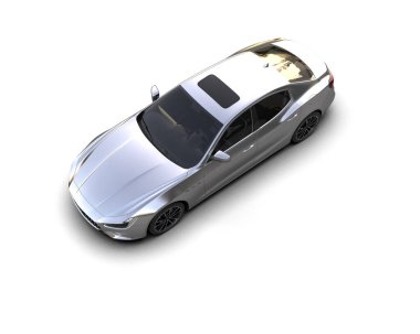 Beyaz arka planda lüks bir araba. 3d illüstrasyon