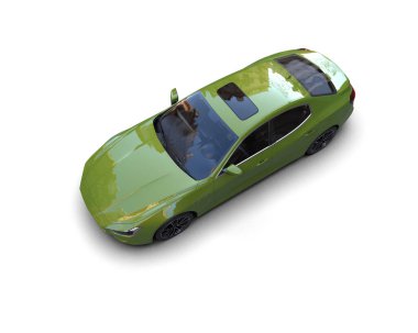 Beyaz arka planda modern şehir arabası. 3 Boyutlu Hazırlama