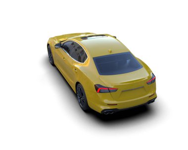 Beyaz arka planda modern şehir arabası. 3 Boyutlu Hazırlama