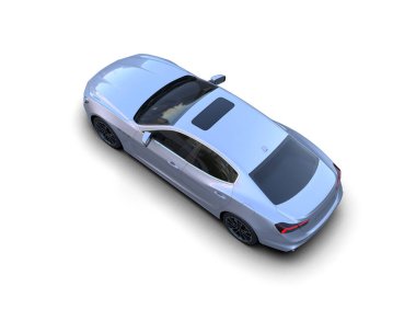 mavi spor araba - üst görünüm