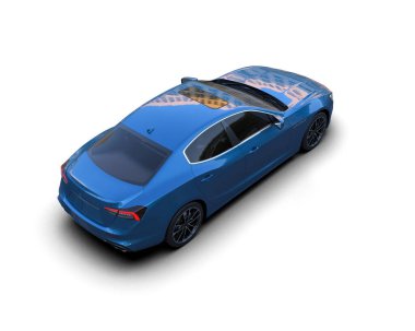 modern mavi araba - yan görünüm