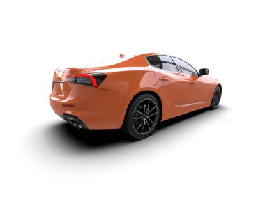 Gri arka planda izole edilmiş kırmızı modern araba. 3d oluşturma