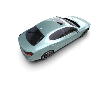 Modern araba beyazda izole edilmiş. 3D görüntüleme - illüstrasyon