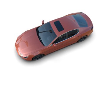 kırmızı araba beyaz arkaplanda izole edildi