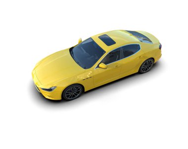 Araba beyaz arka planda izole edilmiş. 3 boyutlu resimleme