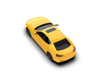 Beyaz arka planda modern bir araba. 3d oluşturma
