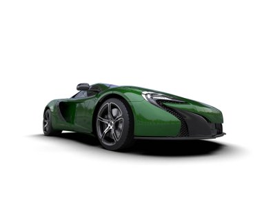 Yeşil detayları olan modern süper spor araba - ön görünüm