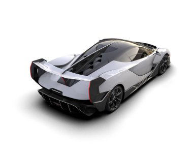 Beyaz arka planda izole edilmiş bir spor araba. 3d oluşturma 