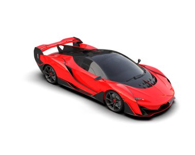 Beyaz arka planda izole edilmiş bir spor araba. 3d oluşturma 