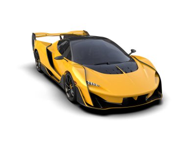 Beyaz arka planda izole edilmiş bir spor araba. 3d oluşturma 