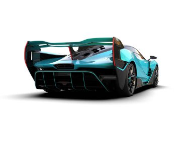 Beyaz arka planda izole edilmiş bir spor araba. 3d oluşturma 