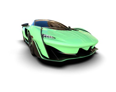 Beyaz arka planda izole edilmiş bir spor araba. 3d oluşturma 